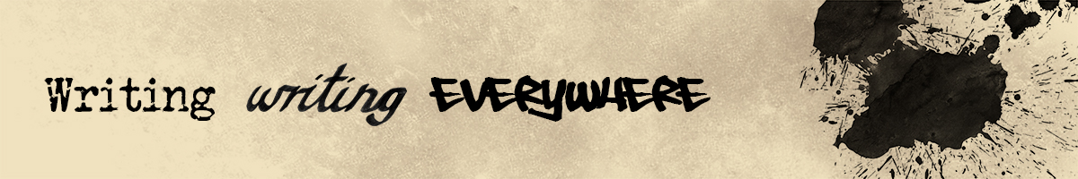 'Writing, writing everywhere' banner